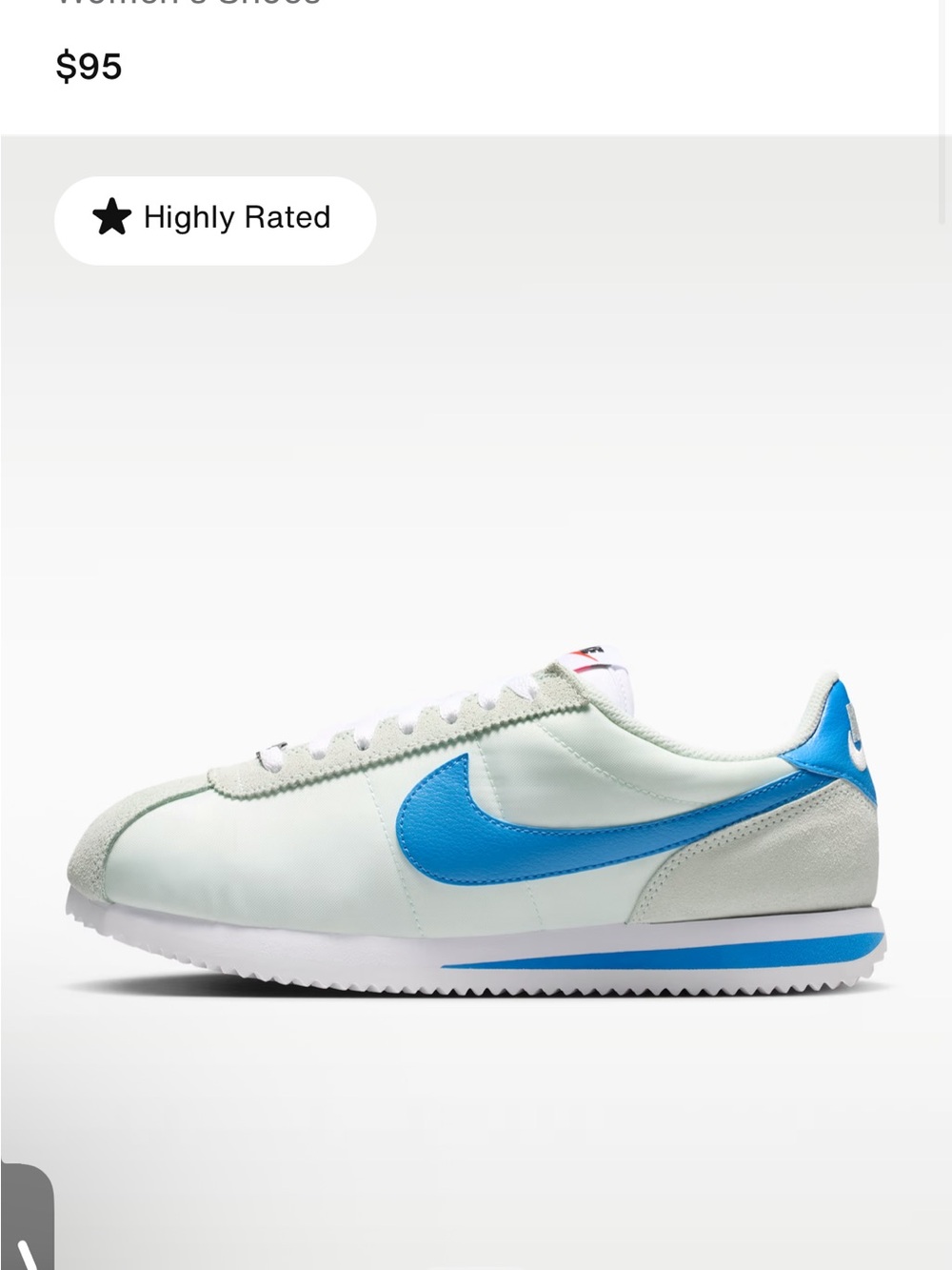 Nike Classic Cortez Sneakers in Blue with Green Swoosh - Picture 6 of 6